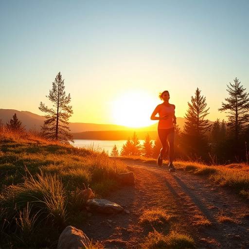 Person running along a scenic trail