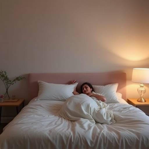 Relaxing bedroom scene with soft lighting